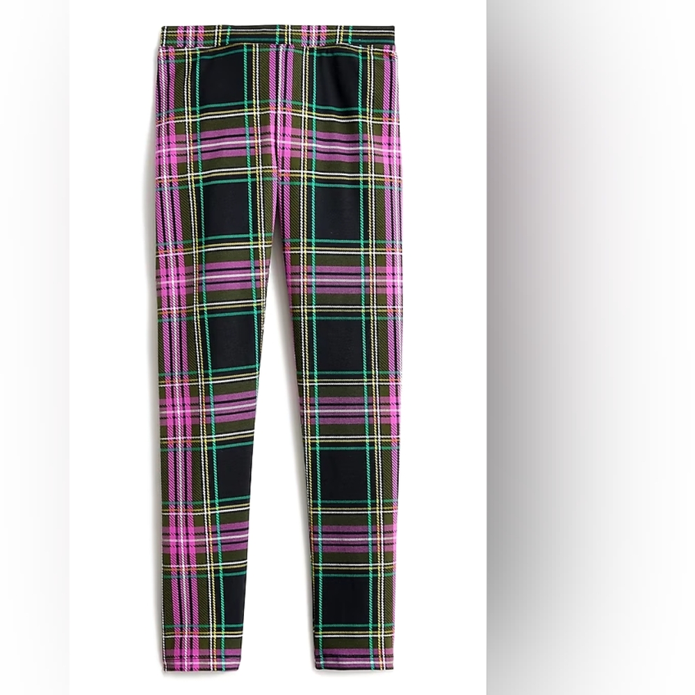 Crewcuts girls plaid leggings, 10, black